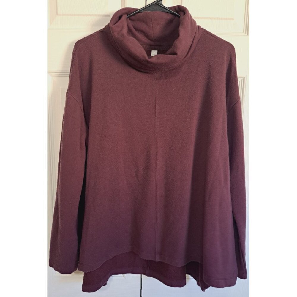 Athleta Women's S "Ethereal" Burgundy Long Sleeve Brushed Funnel Neck Lagenlook